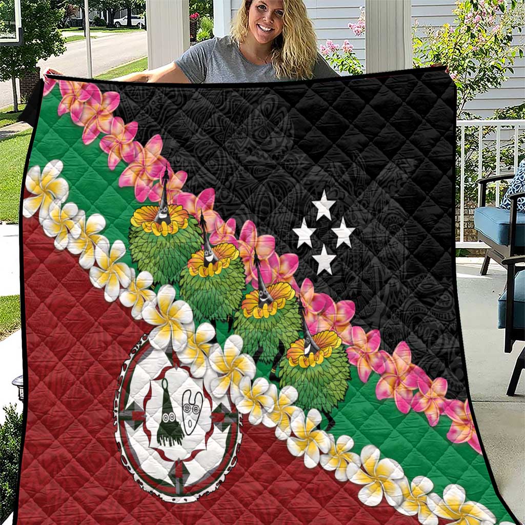 Frangipani Festival Rabaul East New Britain Quilt Dukduk Dance With Plumeria - Polynesian Pride