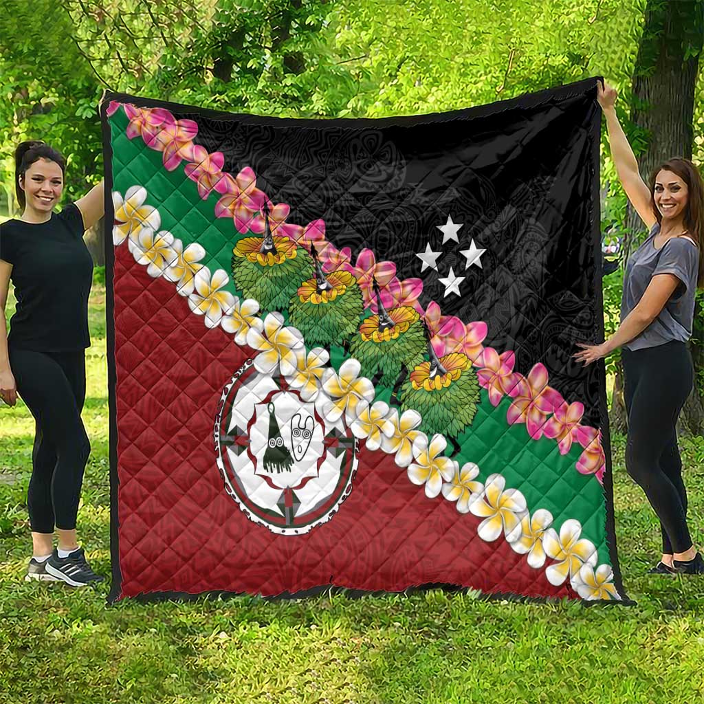 Frangipani Festival Rabaul East New Britain Quilt Dukduk Dance With Plumeria - Polynesian Pride