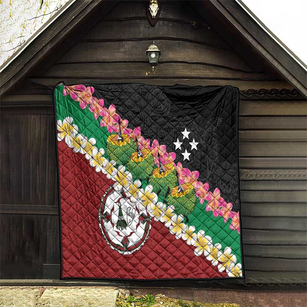 Frangipani Festival Rabaul East New Britain Quilt Dukduk Dance With Plumeria - Polynesian Pride