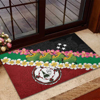 Frangipani Festival Rabaul East New Britain Rubber Doormat Dukduk Dance With Plumeria LT14 - Polynesian Pride