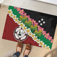 Frangipani Festival Rabaul East New Britain Rubber Doormat Dukduk Dance With Plumeria LT14 - Polynesian Pride