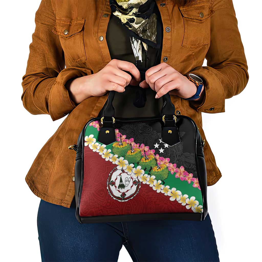 Frangipani Festival Rabaul East New Britain Shoulder Handbag Dukduk Dance With Plumeria - Polynesian Pride