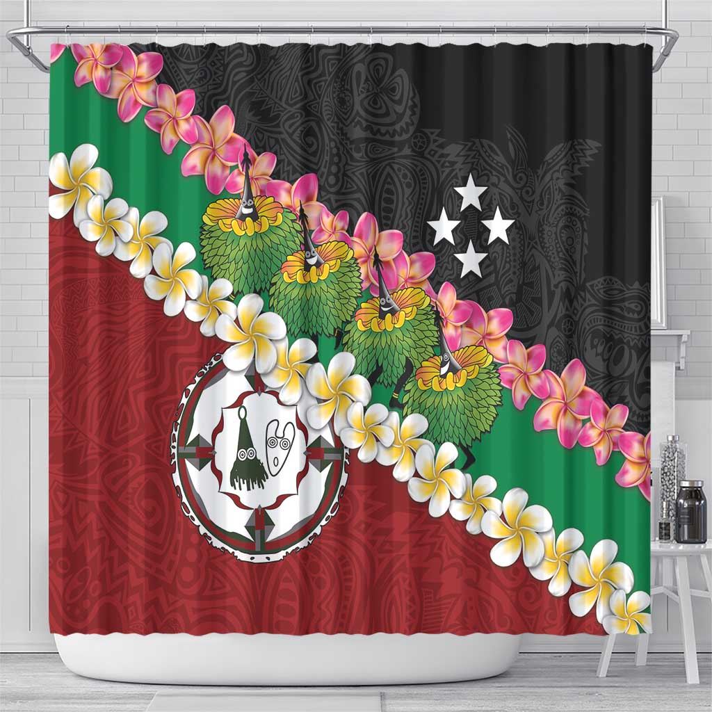 Frangipani Festival Rabaul East New Britain Shower Curtain Dukduk Dance With Plumeria - Polynesian Pride