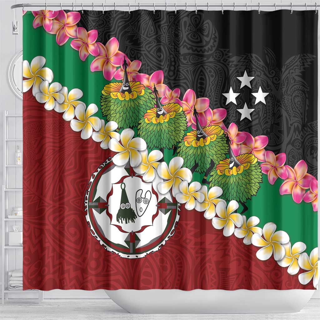 Frangipani Festival Rabaul East New Britain Shower Curtain Dukduk Dance With Plumeria - Polynesian Pride