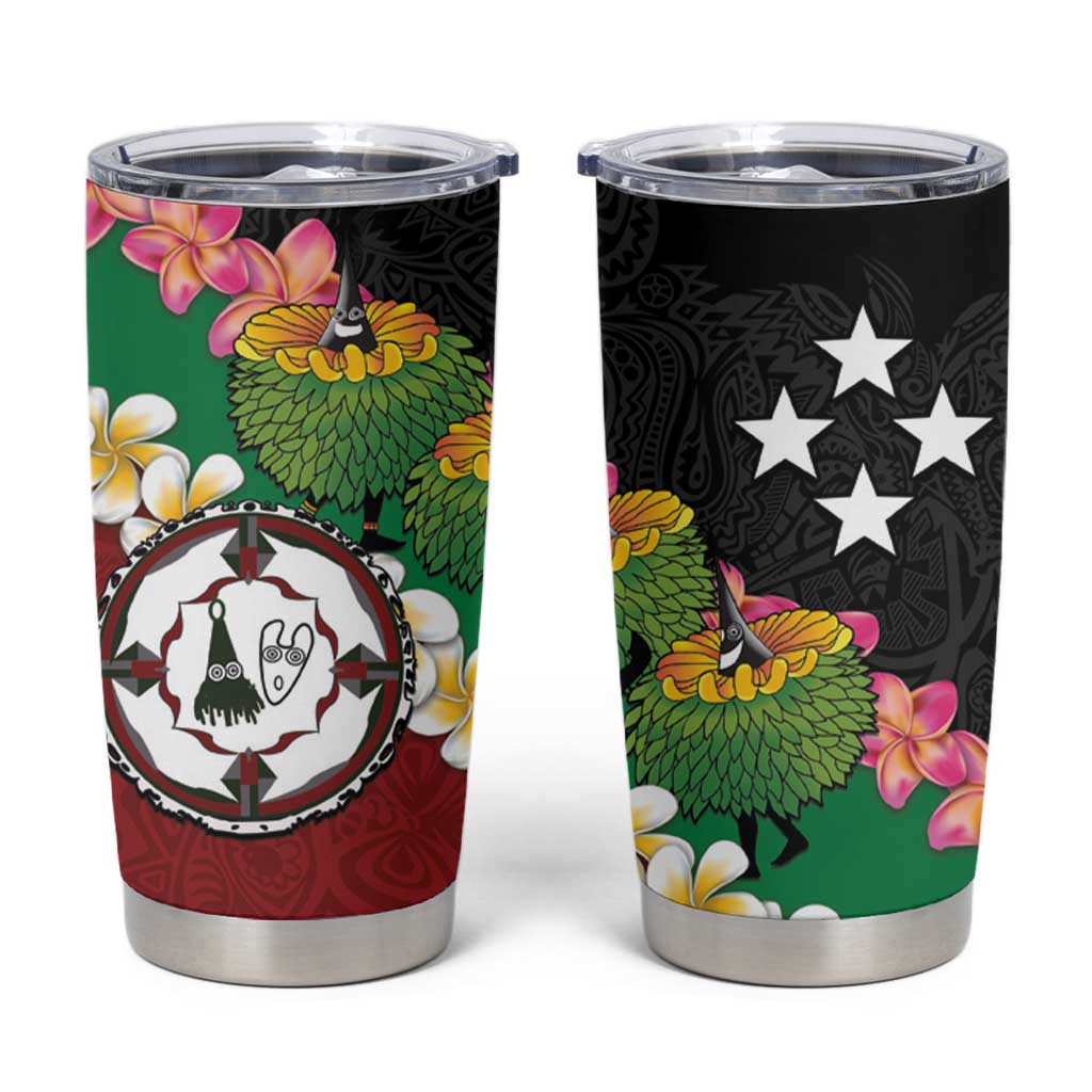 Frangipani Festival Rabaul East New Britain Tumbler Cup Dukduk Dance With Plumeria - Polynesian Pride