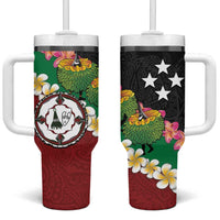Frangipani Festival Rabaul East New Britain Tumbler With Handle Dukduk Dance With Plumeria - Polynesian Pride