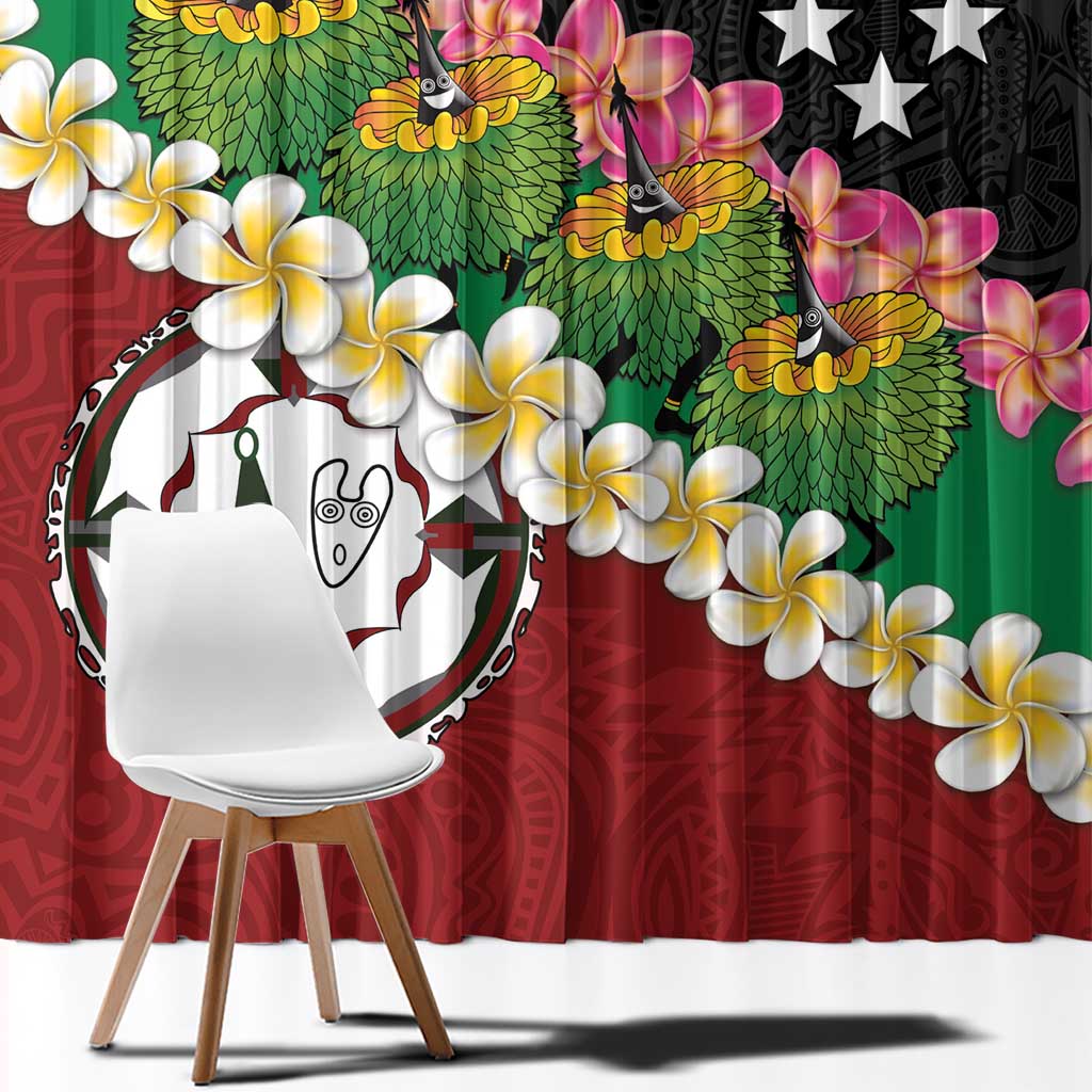 Frangipani Festival Rabaul East New Britain Window Curtain Dukduk Dance With Plumeria - Polynesian Pride