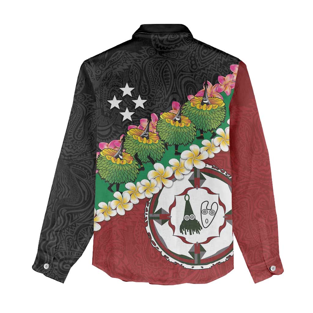 Frangipani Festival Rabaul East New Britain Women Casual Shirt Dukduk Dance With Plumeria - Polynesian Pride