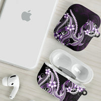 Purple Black Aloha Hawaii AirPods Case Polynesian Shark Tattoo Plumeria