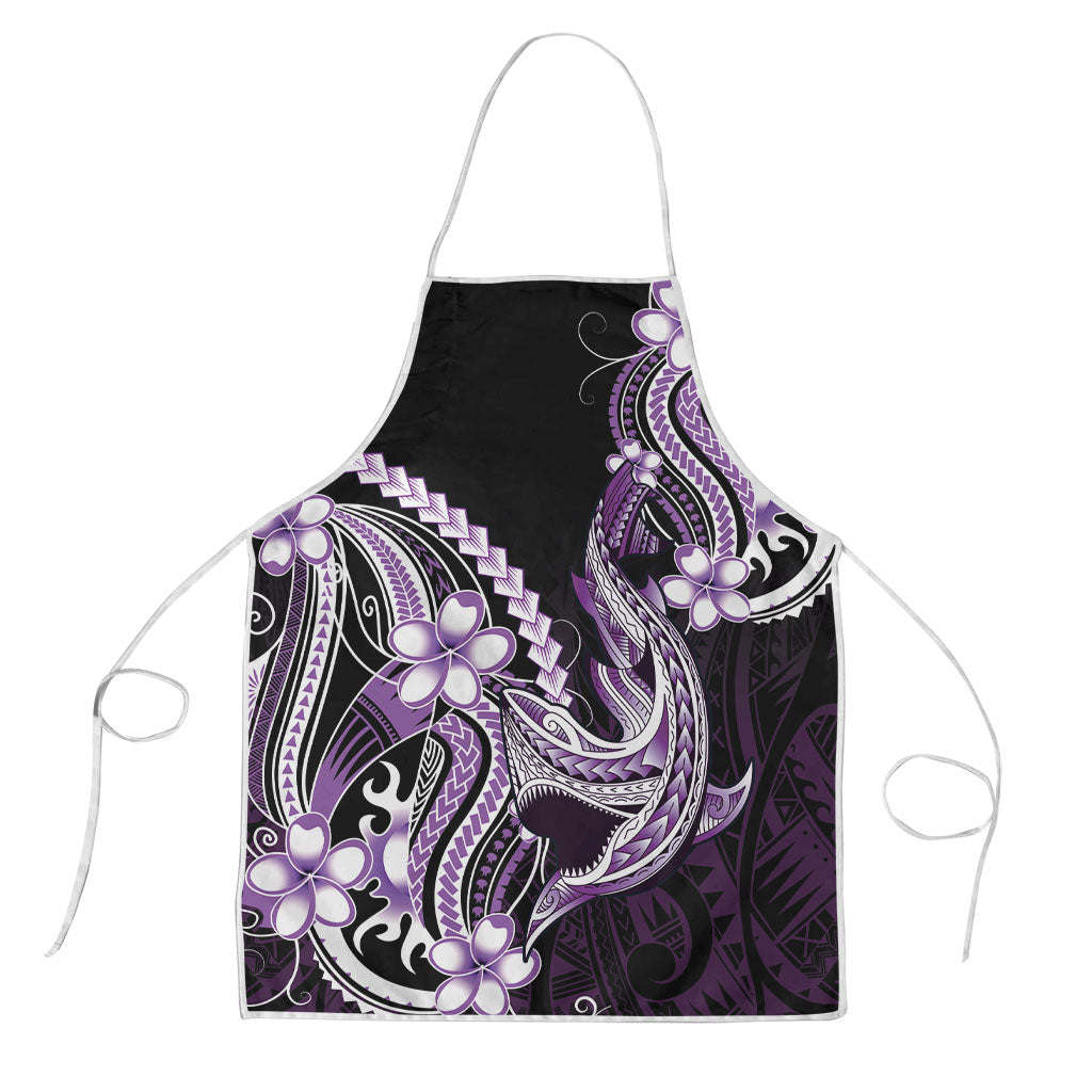 Purple Black Aloha Hawaii Apron Polynesian Shark Tattoo Plumeria