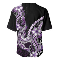 Purple Black Aloha Hawaii Baseball Jersey Polynesian Shark Tattoo Plumeria