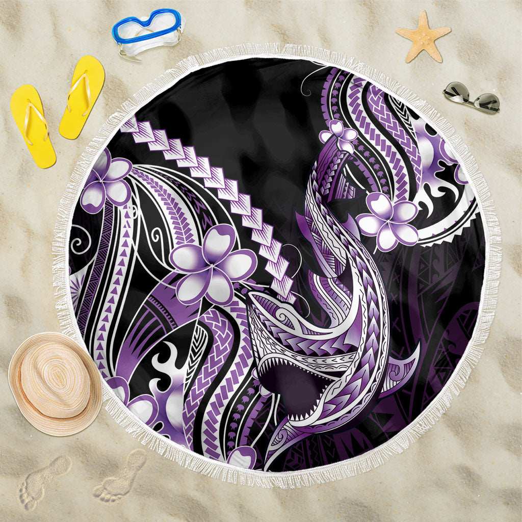 Purple Black Aloha Hawaii Beach Blanket Polynesian Shark Tattoo Plumeria LT14 One Size 150cm Purple - Polynesian Pride
