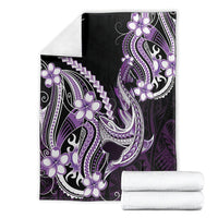 Purple Black Aloha Hawaii Blanket Polynesian Shark Tattoo Plumeria