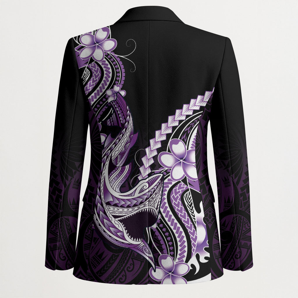 Purple Black Aloha Hawaii Blazer Polynesian Shark Tattoo Plumeria