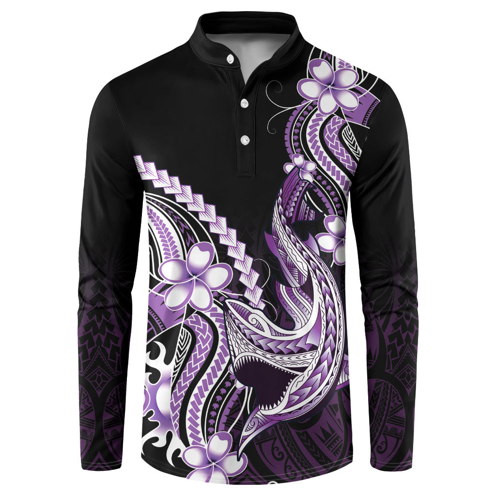 Purple Black Aloha Hawaii Button Sweatshirt Polynesian Shark Tattoo Plumeria LT14 Purple - Polynesian Pride