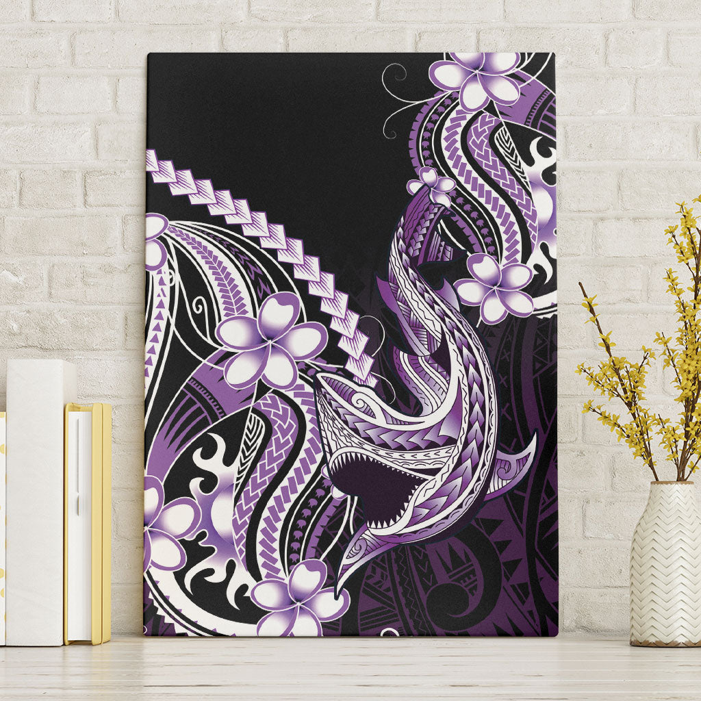 Purple Black Aloha Hawaii Canvas Wall Art Polynesian Shark Tattoo Plumeria LT14 Without Frame Purple - Polynesian Pride