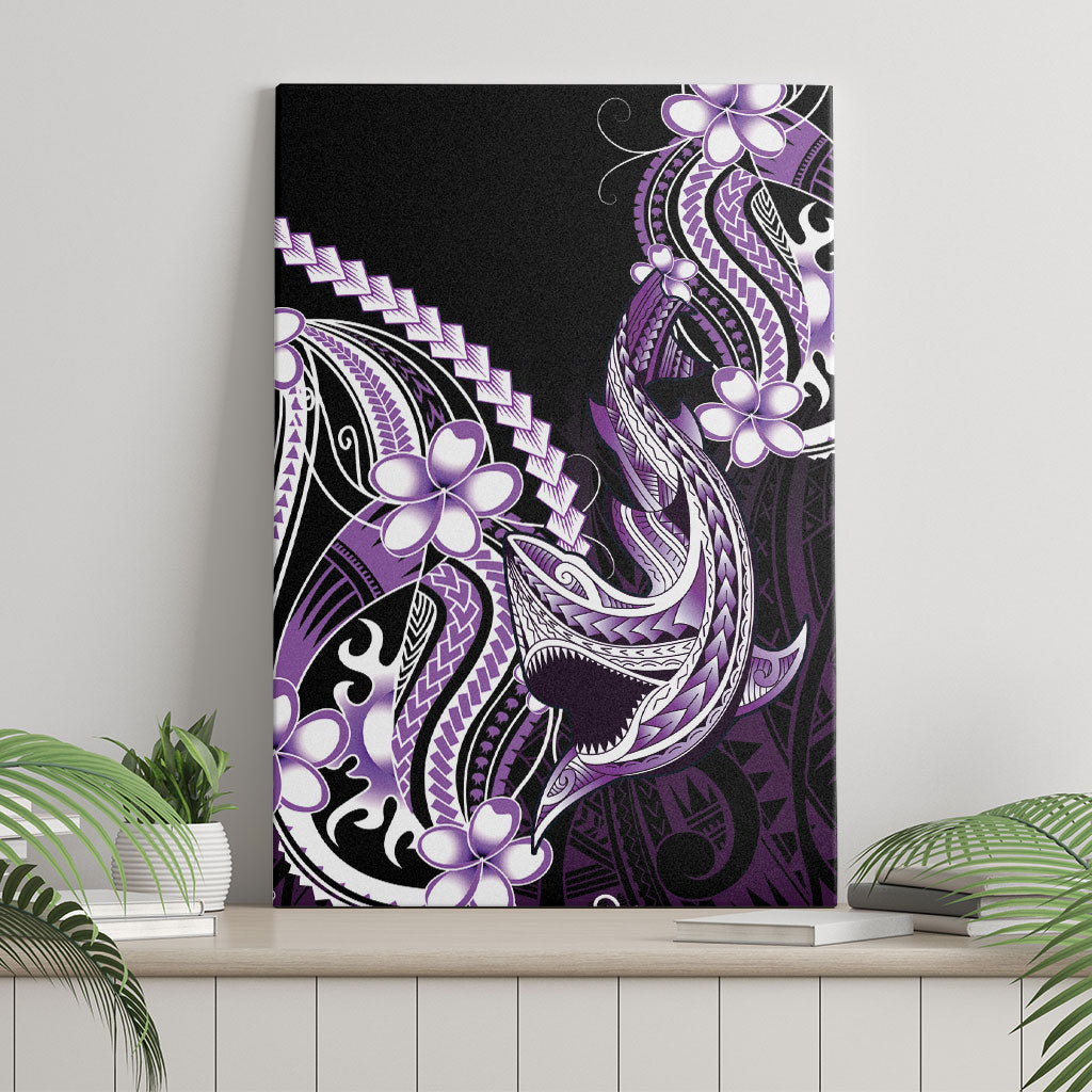 Purple Black Aloha Hawaii Canvas Wall Art Polynesian Shark Tattoo Plumeria