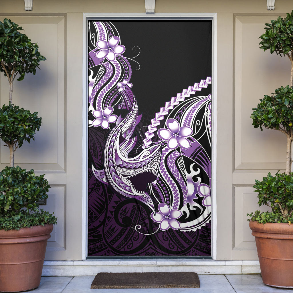 Purple Black Aloha Hawaii Door Cover Polynesian Shark Tattoo Plumeria LT14 Purple - Polynesian Pride