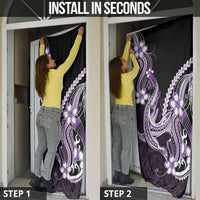 Purple Black Aloha Hawaii Door Cover Polynesian Shark Tattoo Plumeria
