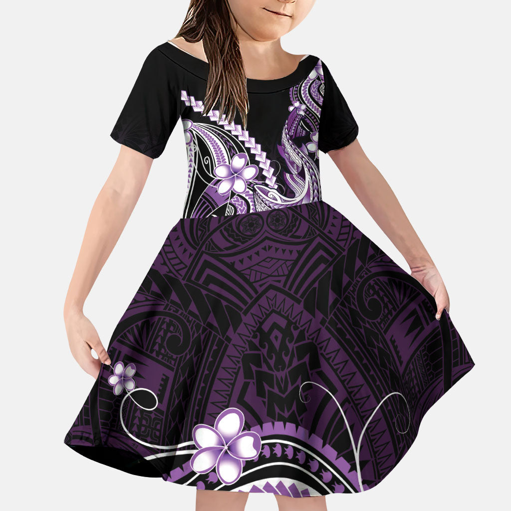Purple Black Aloha Hawaii Family Matching Tank Maxi Dress and Hawaiian Shirt Polynesian Shark Tattoo Plumeria