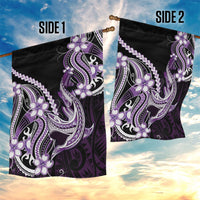 Purple Black Aloha Hawaii Garden Flag Polynesian Shark Tattoo Plumeria