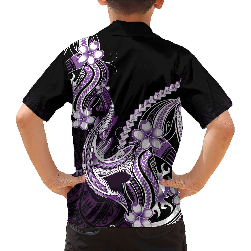 Purple Black Aloha Hawaii Hawaiian Shirt Polynesian Shark Tattoo Plumeria