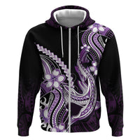 Purple Black Aloha Hawaii Hoodie Polynesian Shark Tattoo Plumeria
