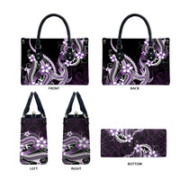 Purple Black Aloha Hawaii Leather Bag Polynesian Shark Tattoo Plumeria