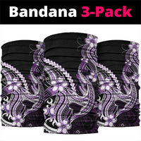 Purple Black Aloha Hawaii Neck Gaiter Polynesian Shark Tattoo Plumeria