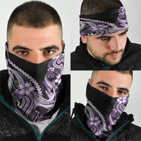 Purple Black Aloha Hawaii Neck Gaiter Polynesian Shark Tattoo Plumeria