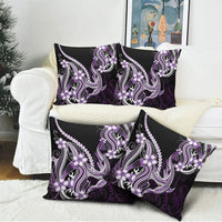 Purple Black Aloha Hawaii Pillow Cover Polynesian Shark Tattoo Plumeria
