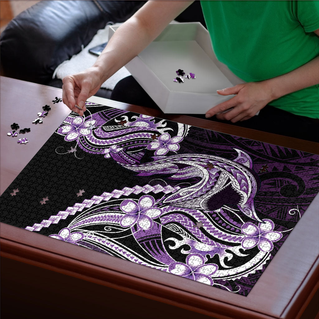 Purple Black Aloha Hawaii Puzzle Polynesian Shark Tattoo Plumeria