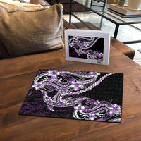 Purple Black Aloha Hawaii Puzzle Polynesian Shark Tattoo Plumeria