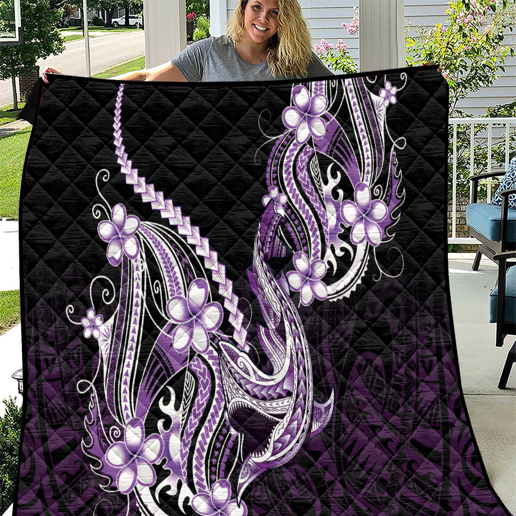 Purple Black Aloha Hawaii Quilt Polynesian Shark Tattoo Plumeria