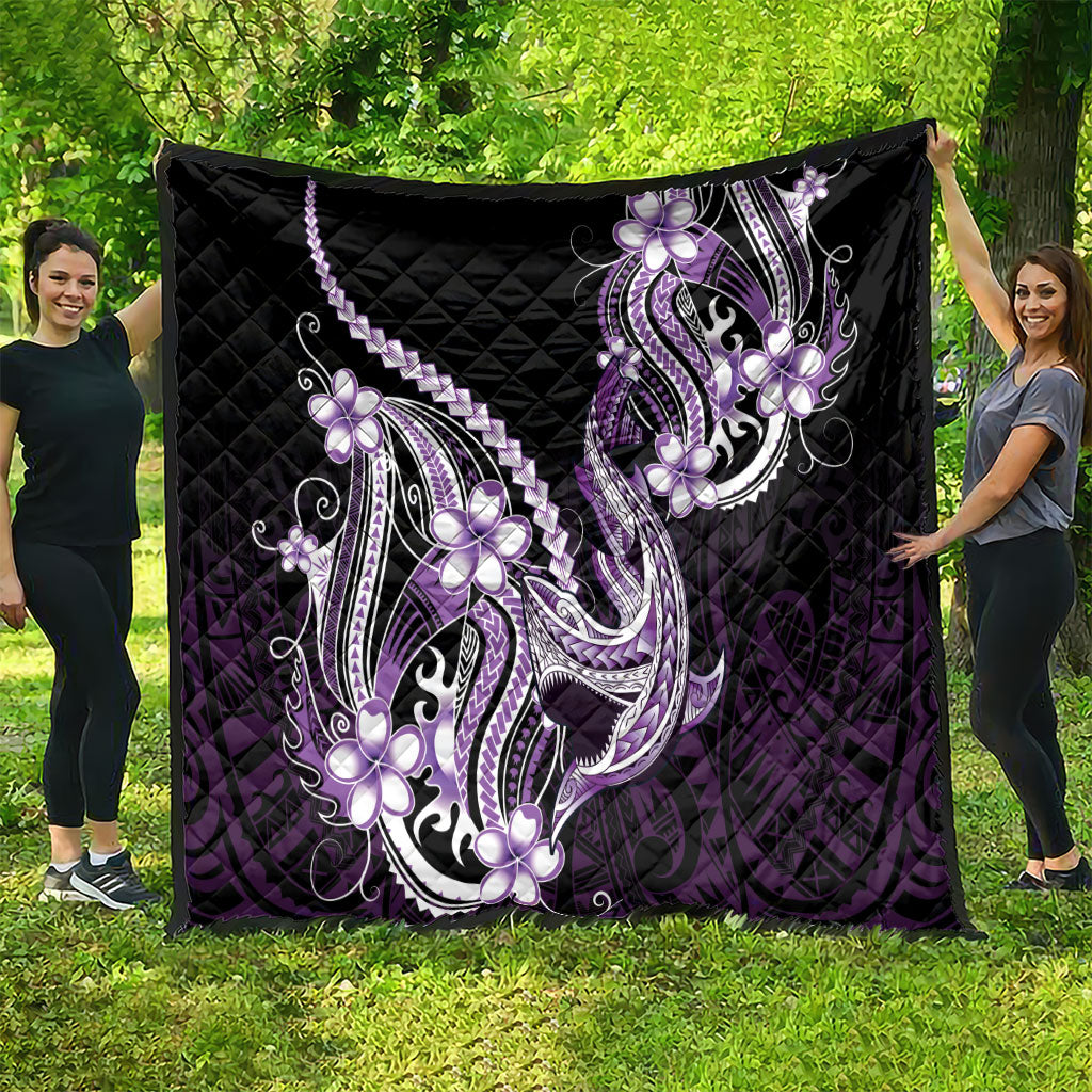 Purple Black Aloha Hawaii Quilt Polynesian Shark Tattoo Plumeria