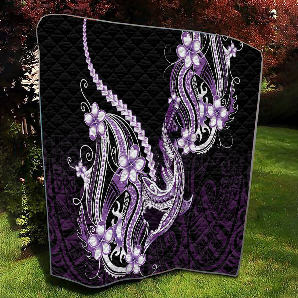 Purple Black Aloha Hawaii Quilt Polynesian Shark Tattoo Plumeria