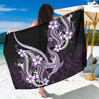 Purple Black Aloha Hawaii Sarong Polynesian Shark Tattoo Plumeria