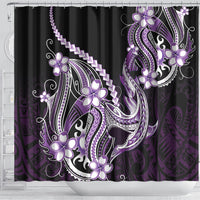 Purple Black Aloha Hawaii Shower Curtain Polynesian Shark Tattoo Plumeria