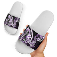Purple Black Aloha Hawaii Slide Sandals Polynesian Shark Tattoo Plumeria