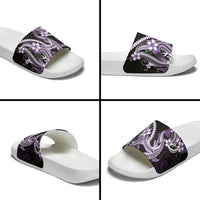 Purple Black Aloha Hawaii Slide Sandals Polynesian Shark Tattoo Plumeria