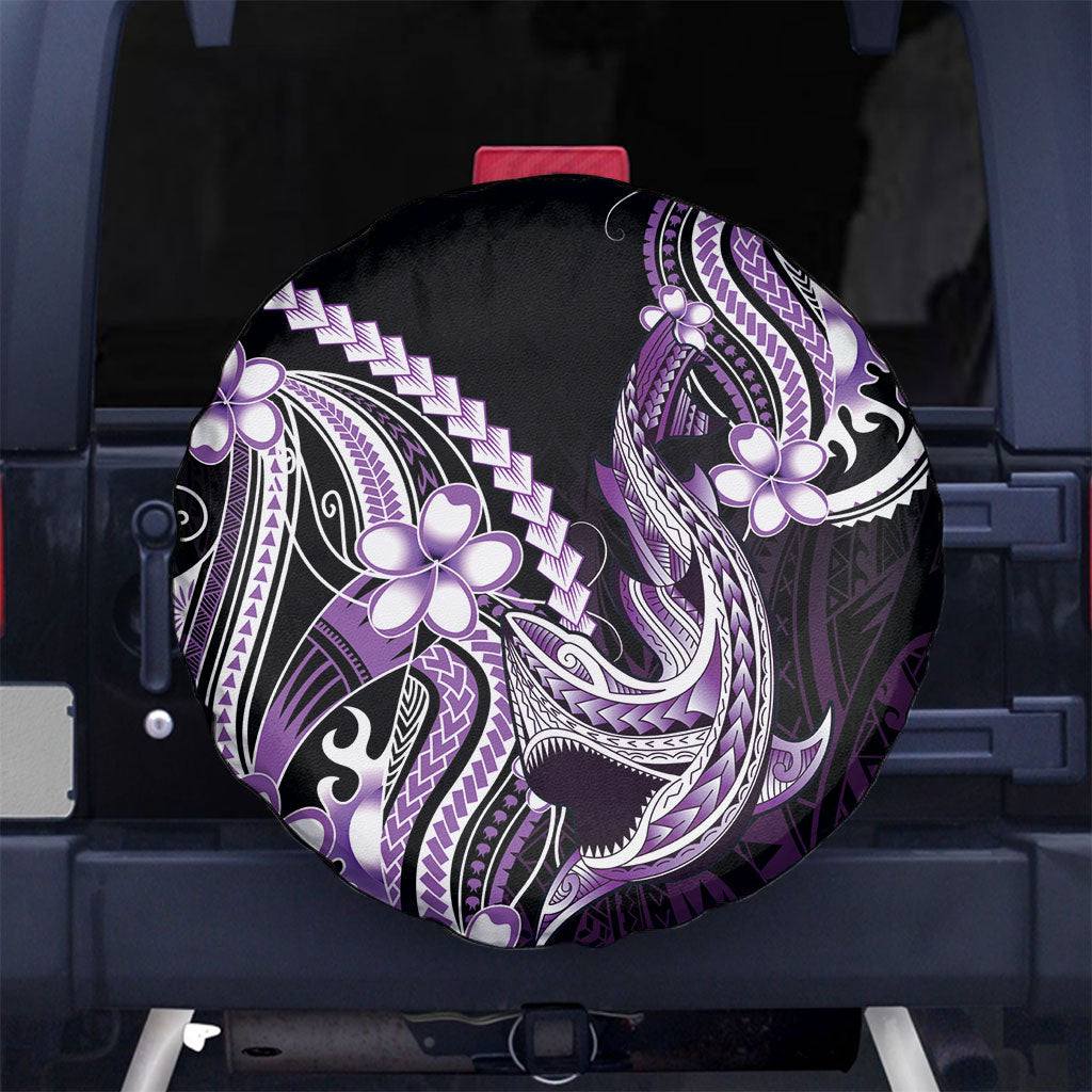 Purple Black Aloha Hawaii Spare Tire Cover Polynesian Shark Tattoo Plumeria LT14 No hole Purple - Polynesian Pride
