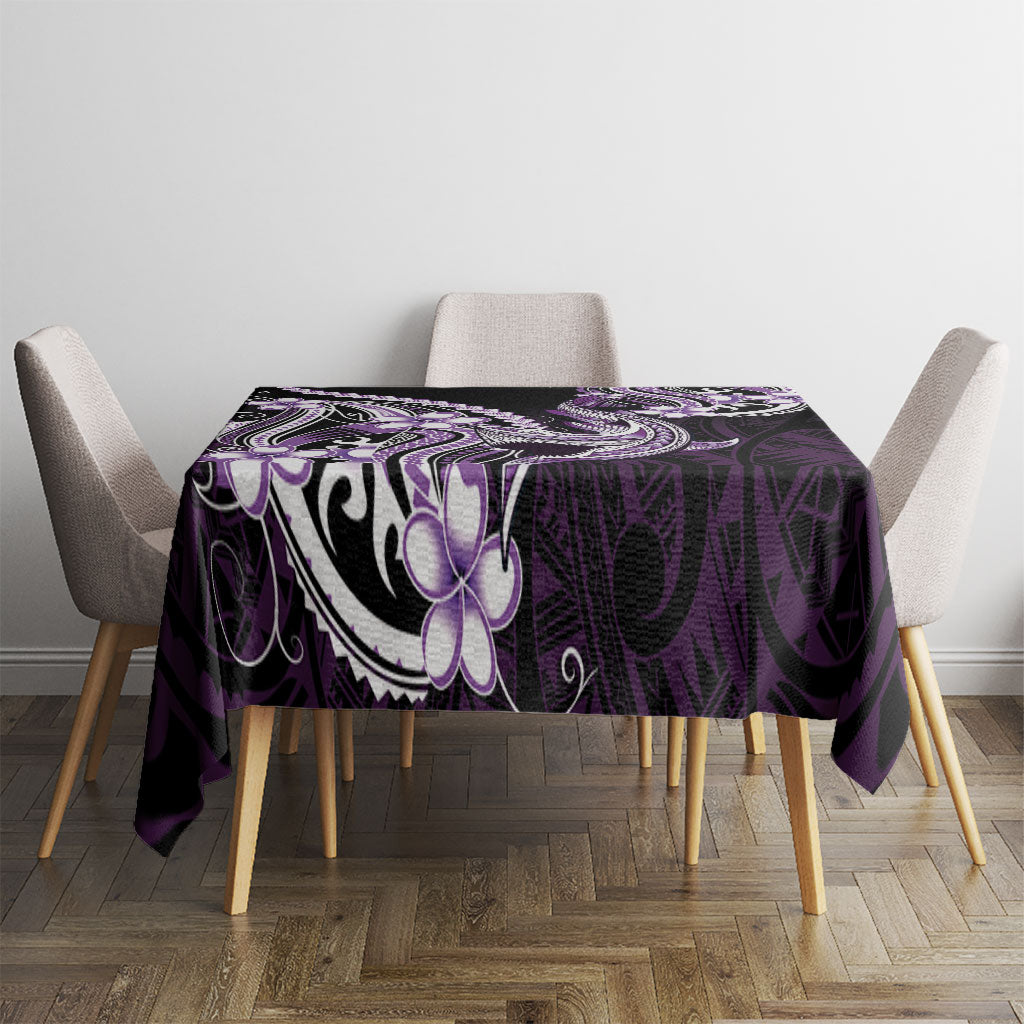 Purple Black Aloha Hawaii Tablecloth Polynesian Shark Tattoo Plumeria