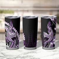 Purple Black Aloha Hawaii Tumbler Cup Polynesian Shark Tattoo Plumeria