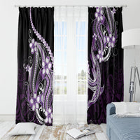 Purple Black Aloha Hawaii Window Curtain Polynesian Shark Tattoo Plumeria