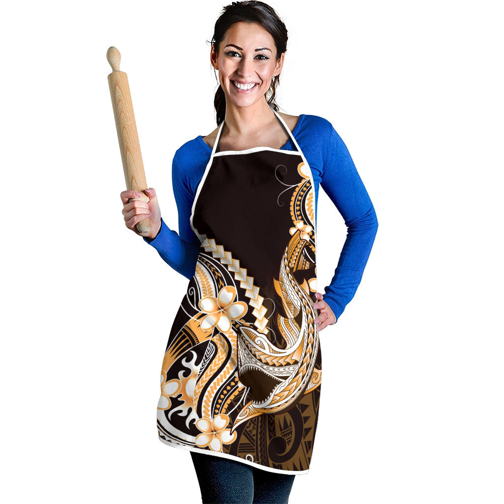Orange Black Aloha Hawaii Apron Polynesian Shark Tattoo Plumeria