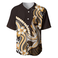 Orange Black Aloha Hawaii Baseball Jersey Polynesian Shark Tattoo Plumeria