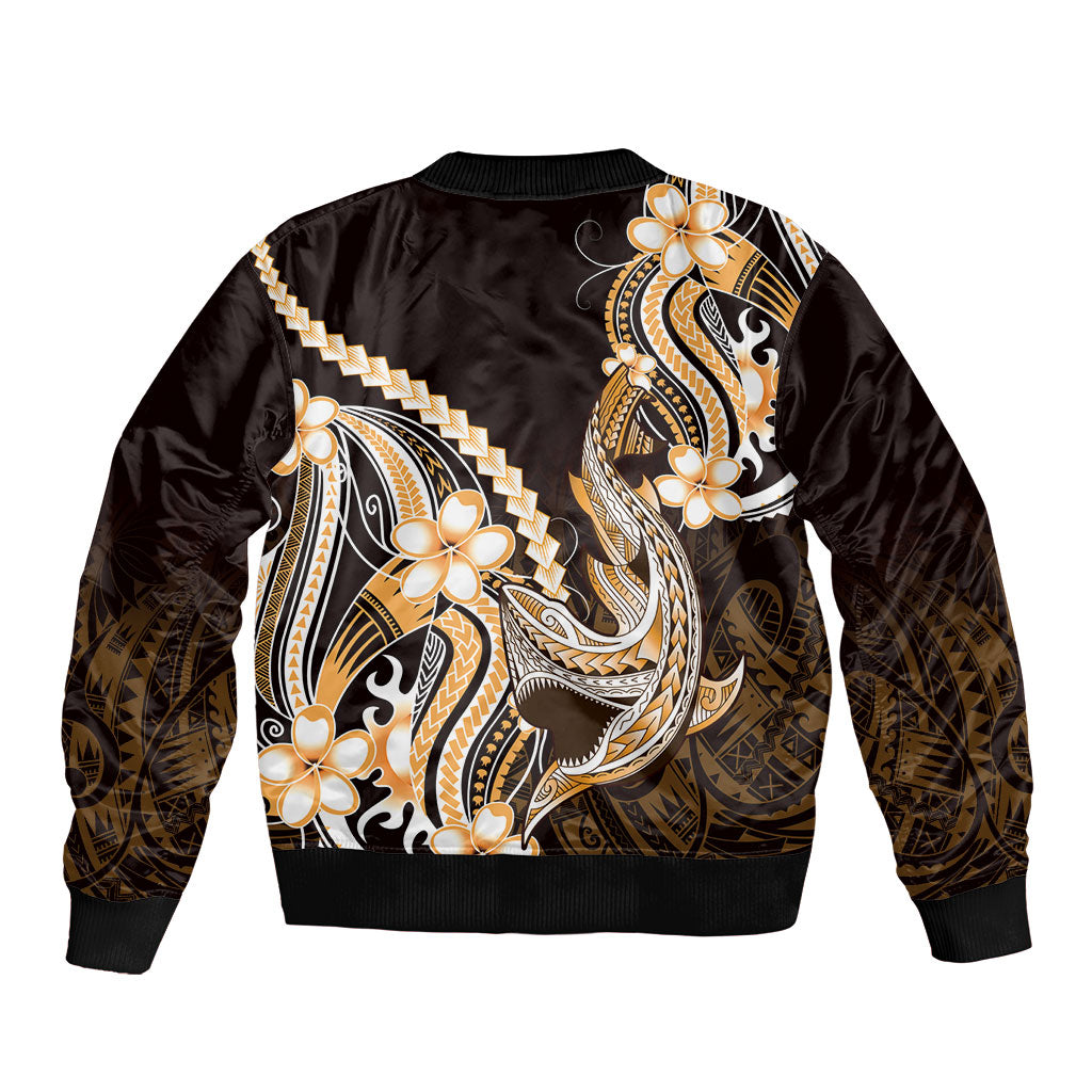 Orange Black Aloha Hawaii Bomber Jacket Polynesian Shark Tattoo Plumeria