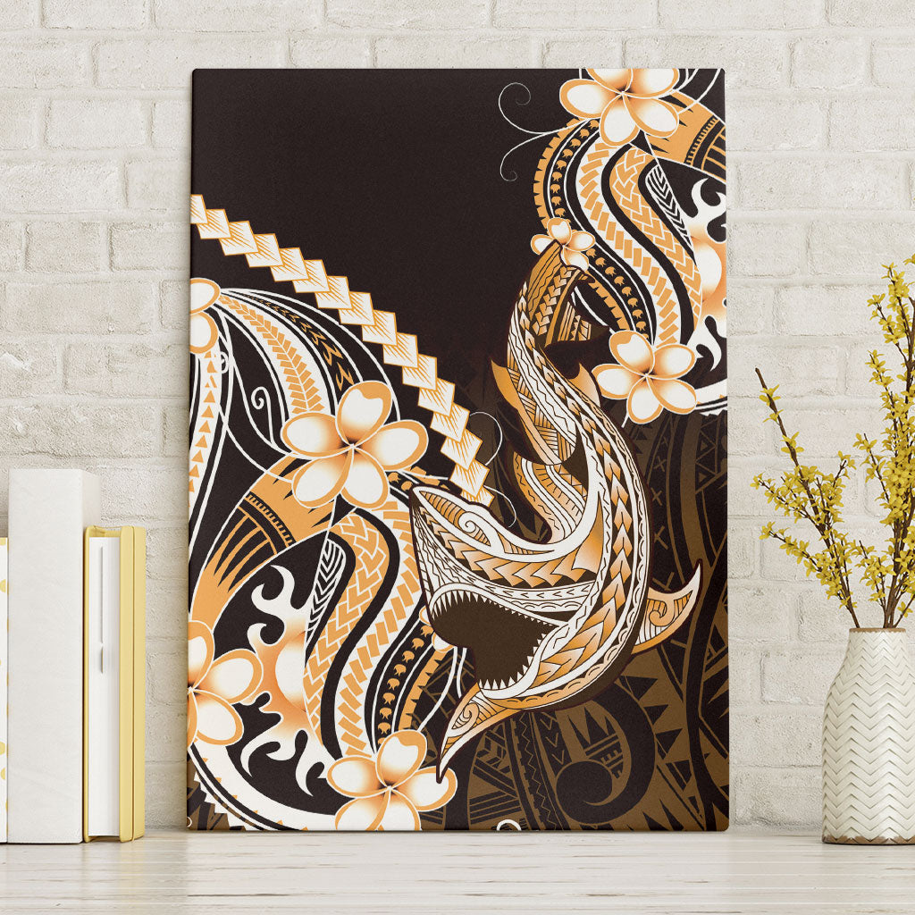 Orange Black Aloha Hawaii Canvas Wall Art Polynesian Shark Tattoo Plumeria LT14 Without Frame Orange - Polynesian Pride