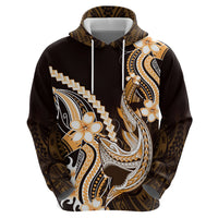 Orange Black Aloha Hawaii Hoodie Polynesian Shark Tattoo Plumeria