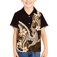 Orange Black Aloha Hawaii Kid Hawaiian Shirt Polynesian Shark Tattoo Plumeria